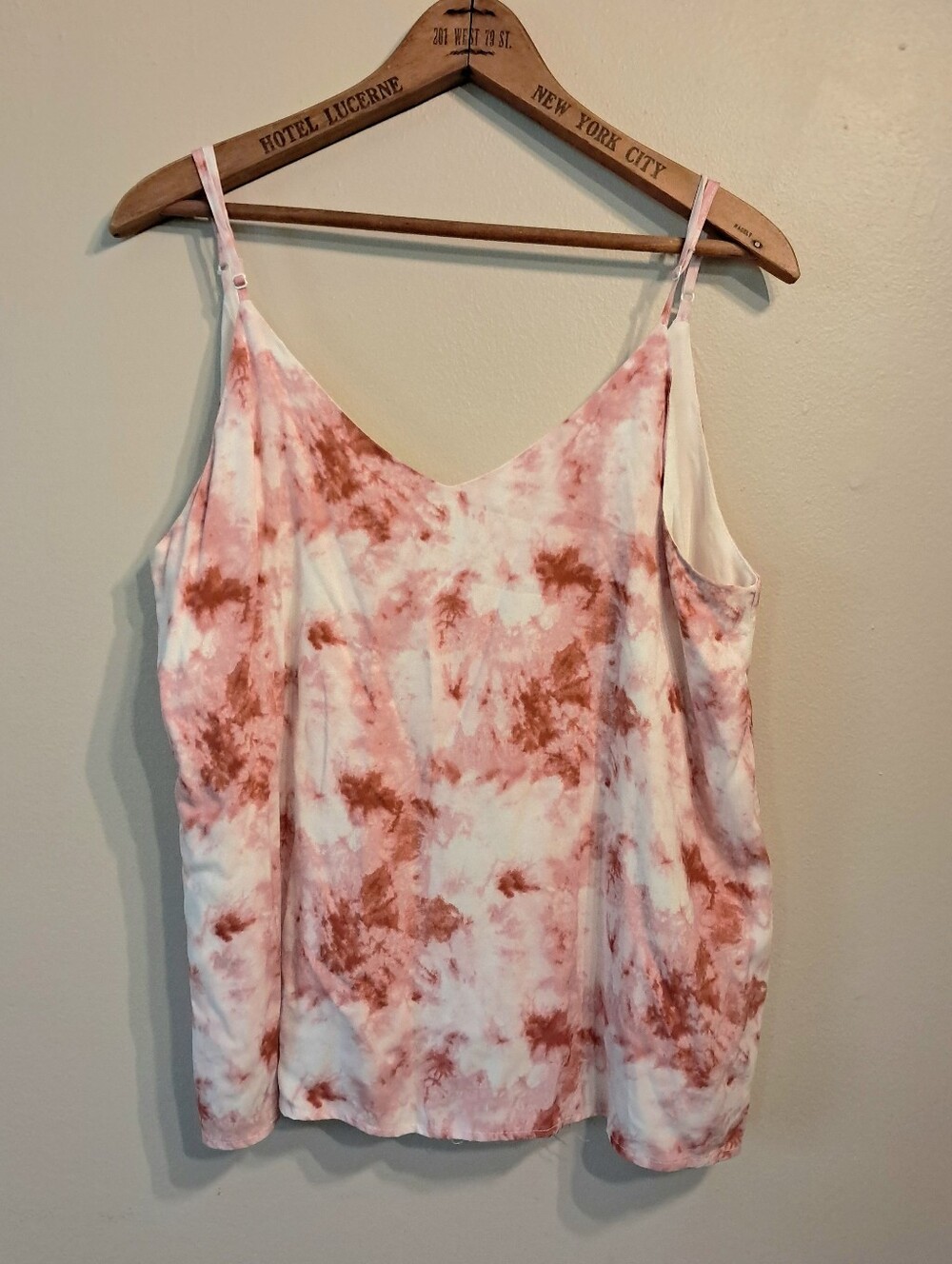 Double Zero Rust and Pink Tie-Dye V-Neck Cami